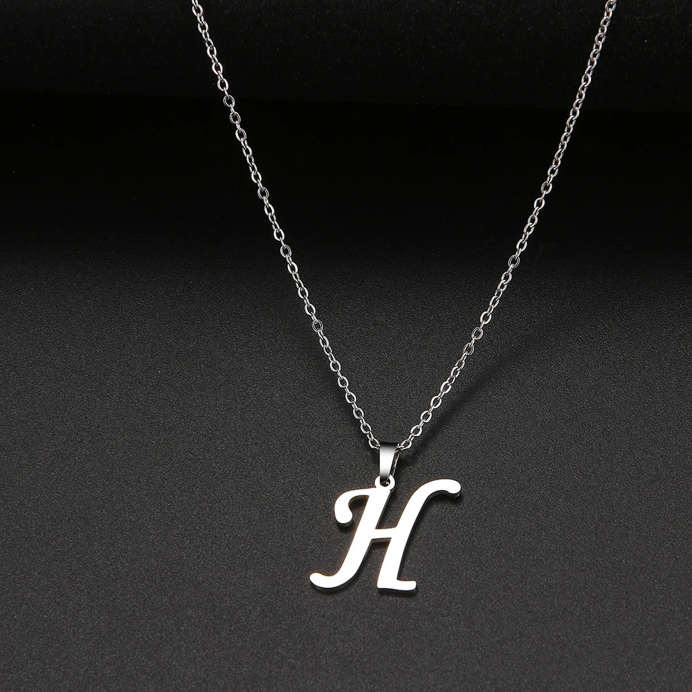 Collier Initiale Grand Alphabet A-Z | Acier 316L Minimaliste | Pendentif Femme | Cadeau Bijou