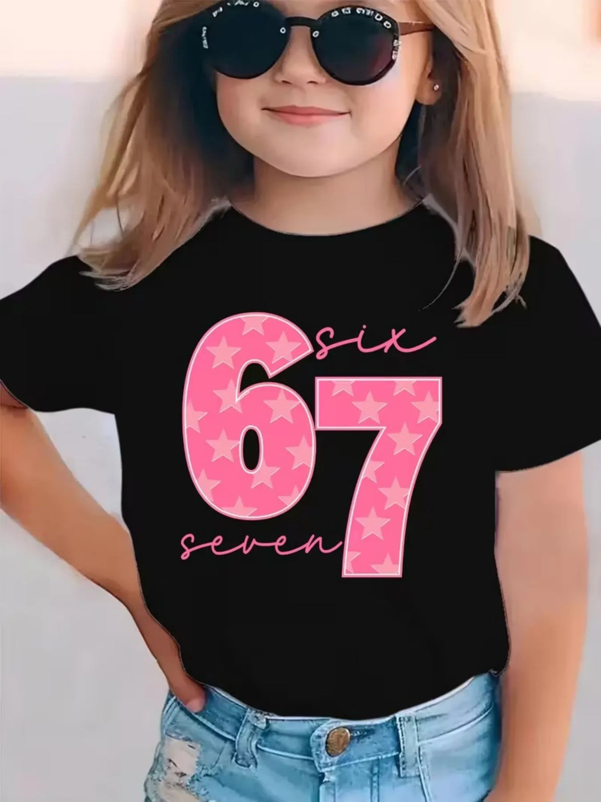 Boys & Girls 6 & 7 Number T-Shirt - Soft Breathable Tee with Neon Glow-in-the-Dark 6 & 7 Design, Machine Washable Spring Summer