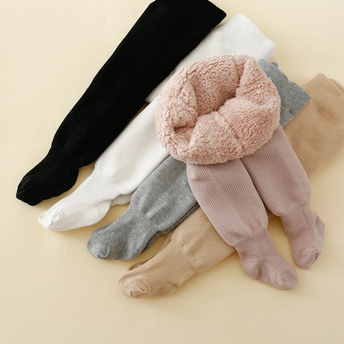 Collants Thermiques Bébé Fille | Doublure Polaire Rayée | Legging Épais Chaud Hiver Enfant