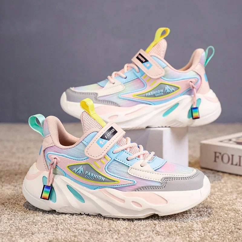 New Kids Girls Sneakers Breathable Mesh Running Shoes Lightweight Soft Sole Sports Shoes for Children School Walking Tennis