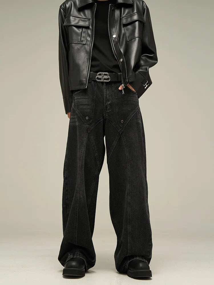 Baggy Jeans Men's American Style Personality Vintage Wide Leg Trousers All-Match Washed Fashion Streetwear Handsome Cool Pants