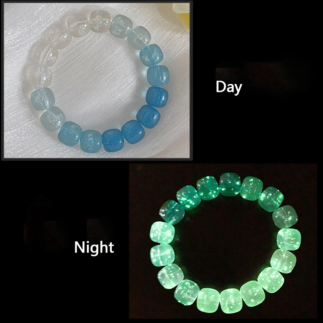 Bracelet Lumineux Pierre Naturelle | Fluorescent Lueur Nuit | Bijou Couple Femme & Homme