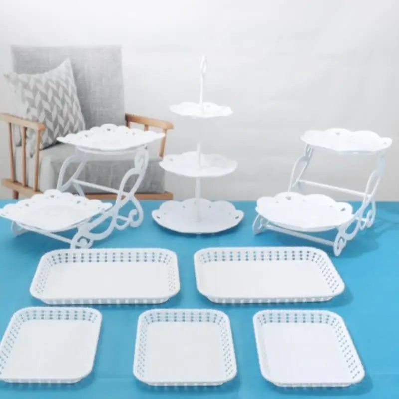 European Style Three-Tier Cake Tray Snack Stand Fruit Plate Birthday Party Decoration Supplies Wedding Dessert Table Cake Stand