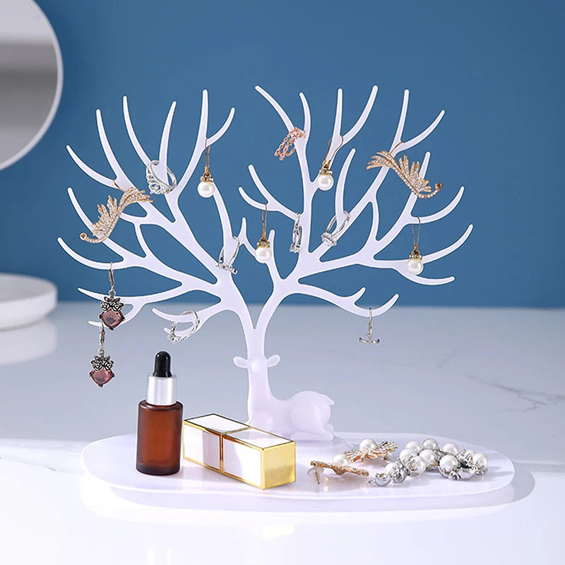Jewelry Display Stand Tray Tree Storage Racks Earrings Necklaces Rings Jewelry Boxes Case Desktop Organizer Holder Makeup Decor