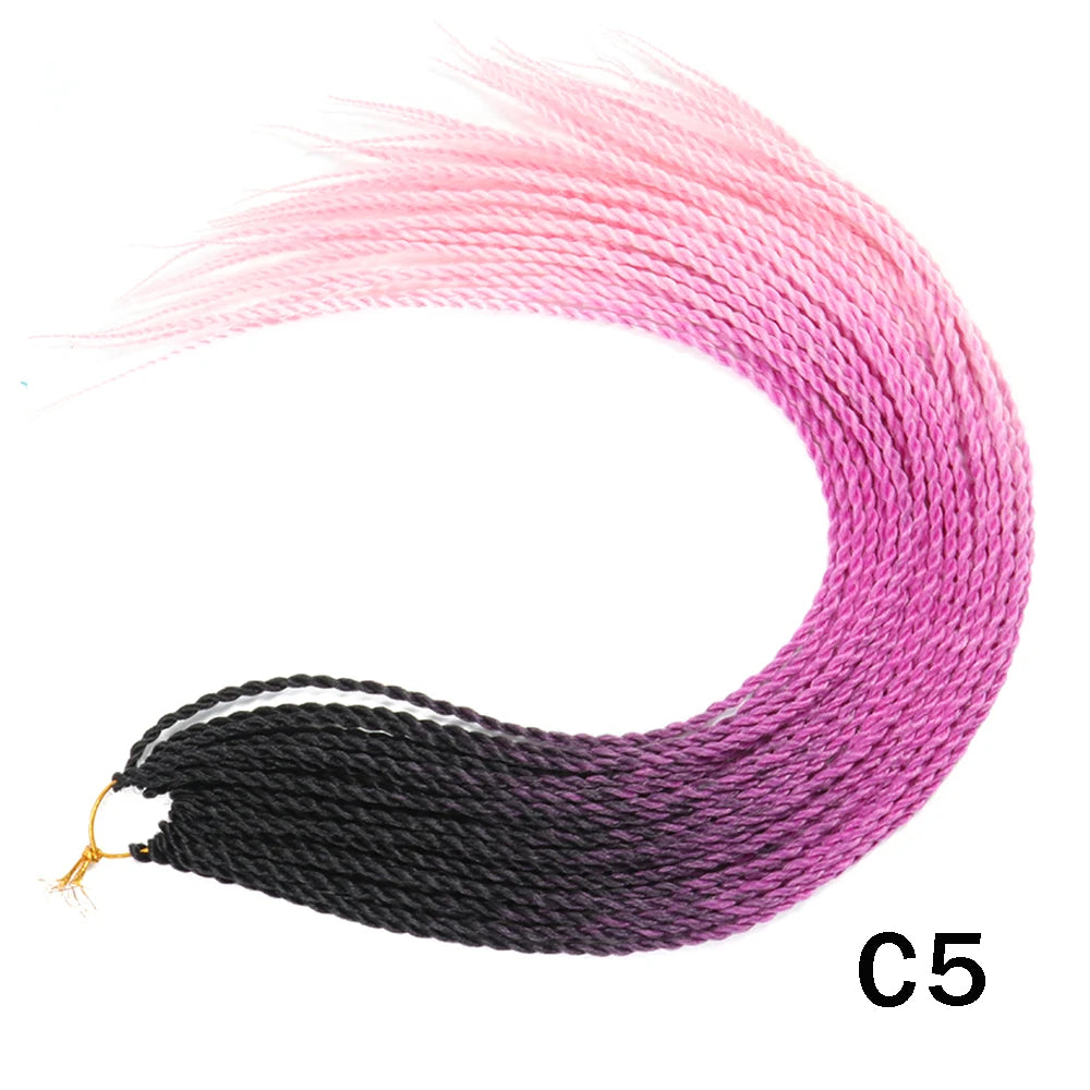 Tresses Senegalese Twist Crochet Synthétiques 24 Pouces | Brun | 30 Racines | Extensions Femme