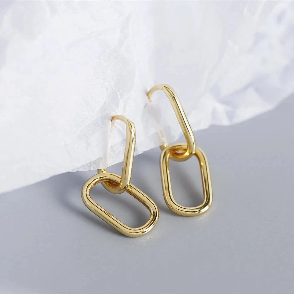 Créoles Ovales Géométriques Argent 925 | Style Métal Simple Détachable | Femme | Bijou Cadeau