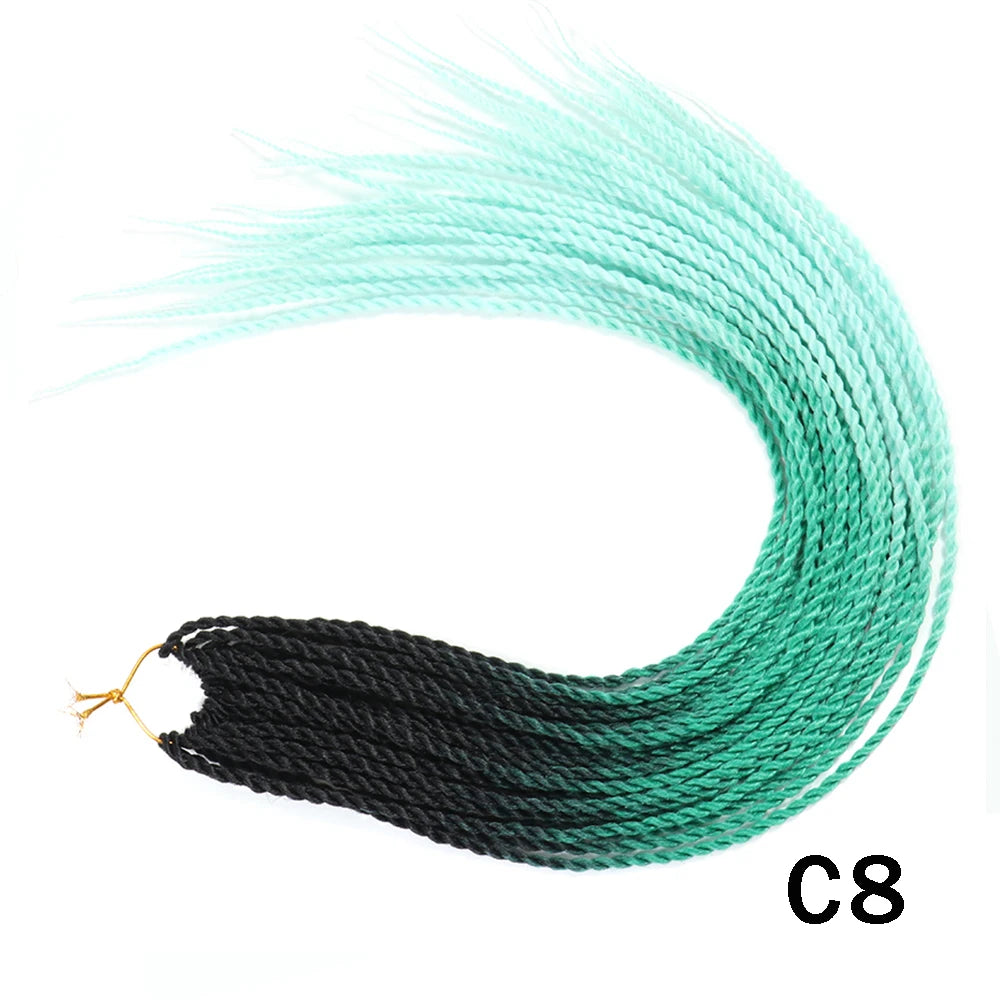 Tresses Senegalese Twist Crochet Synthétiques 24 Pouces | Brun | 30 Racines | Extensions Femme