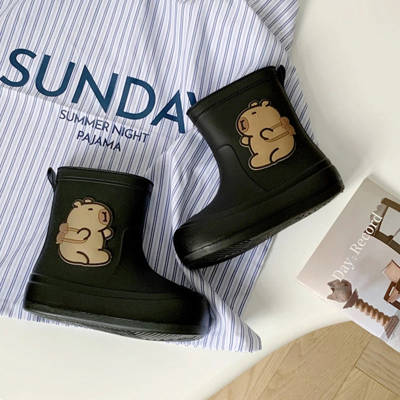 Kids Rain Boots Cartoon Waterproof Rubber Shoes Anti-slip Outdoor Rain Footwear for Boys Girls Ages 3-12