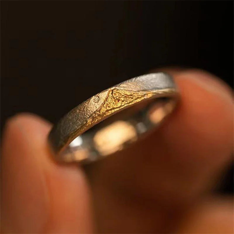 Men's Ring 925 Sterling Silver Jewelry Adjustable Trendy Gold Mountain Design Ring Male Index Finger Accessories
