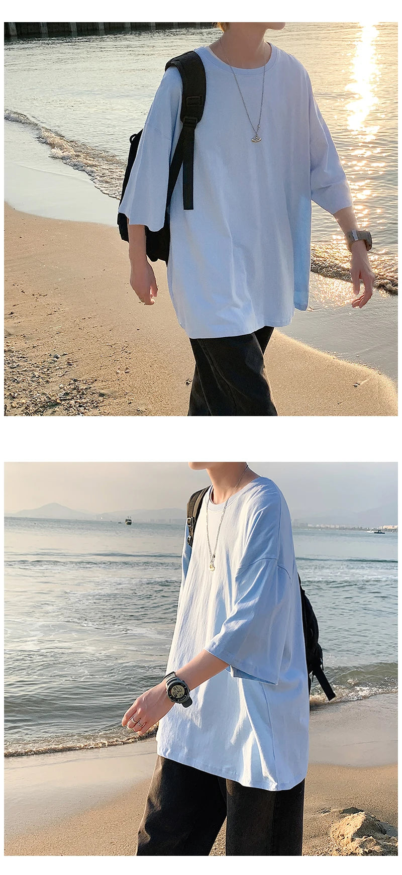 T-shirt ample uni en coton pour homme | Manches courtes | S à 5XL