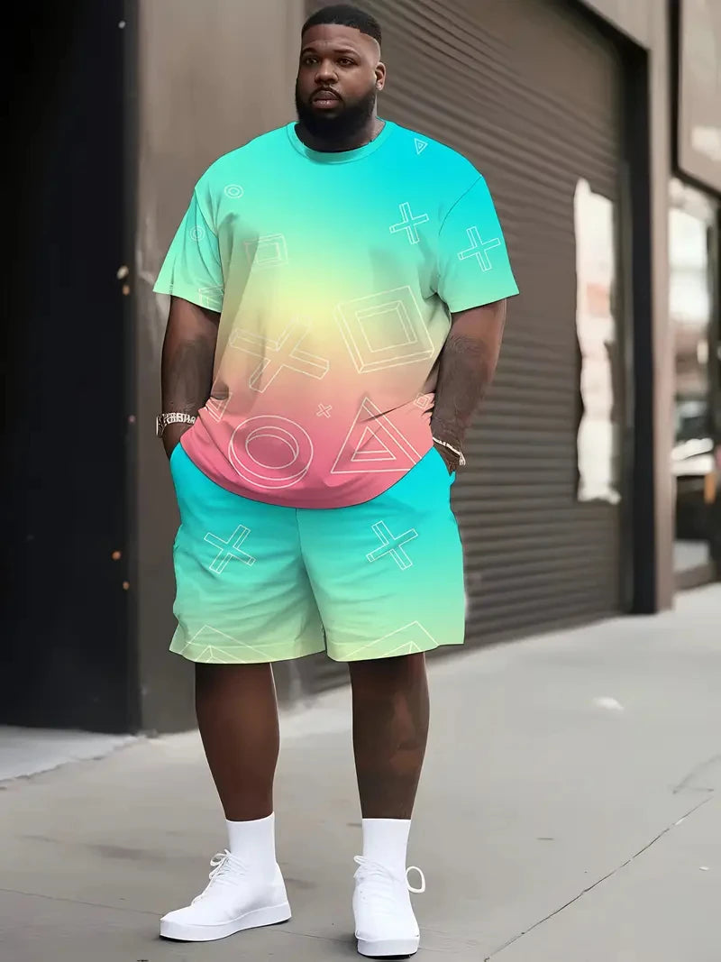Ensemble t-shirt imprimé et short pour homme | Cordon de serrage