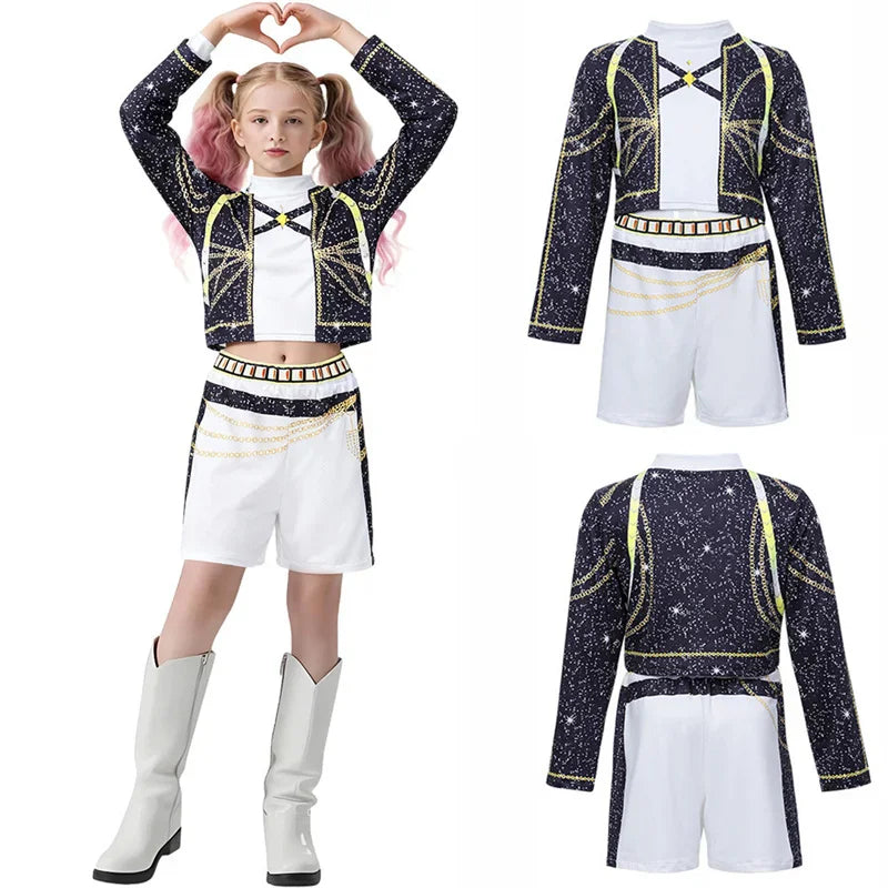 Girls' Clothing Sets Children's Cartoon Cosplay Suits Kids K-Pop Stage Performance 2Pcs Girls' Movie Role-playing Costume Outfits