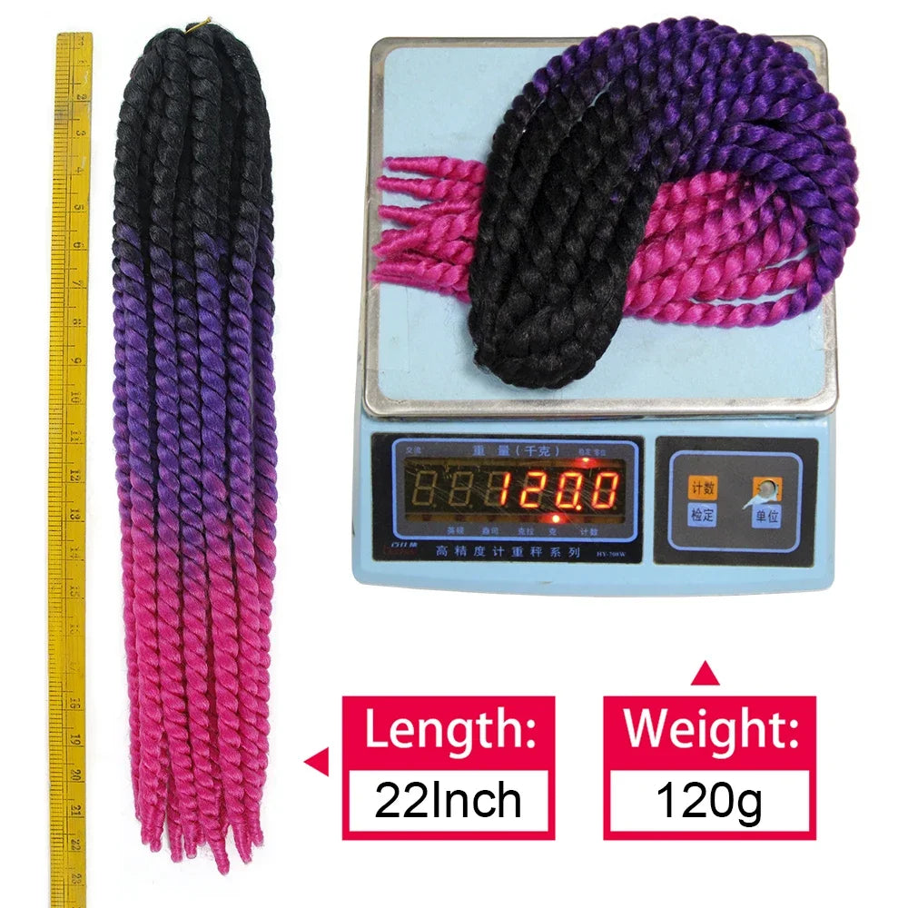 Senegalese Twist Hair Jumbo Twist Braids Crochet Braids 22 inch 120g Ombre Synthetic Crochet Hair Braiding Hair For Black Women