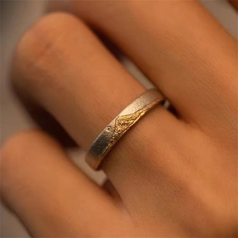 Men's Ring 925 Sterling Silver Jewelry Adjustable Trendy Gold Mountain Design Ring Male Index Finger Accessories