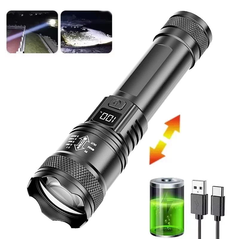 USB Rechargeable Mini Flashlight COB+XPE Portable Built-in Battery Zoomable Small Torch 3 Mode Camping Emergency Flashlights