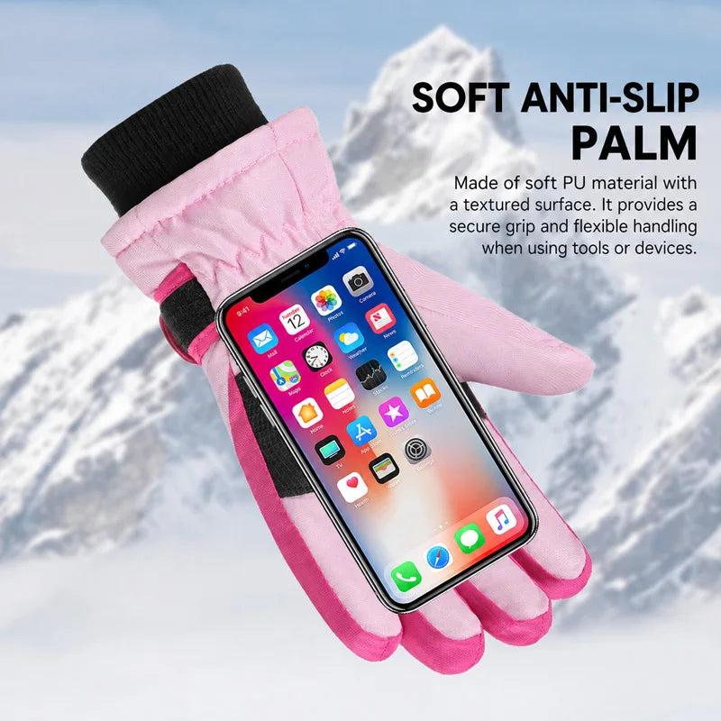 Gants de Ski Hiver Enfant | Imperméables Coupe-Vent | Doublure Polaire | Garçon & Fille 3-15 ans