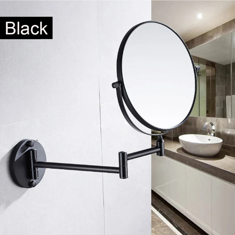 360° Rotating Double-Sided Wall Mirror - Aluminum Alloy Bathroom Makeup Mirror with 3X Magnification, Foldable & Angle-Adjustable