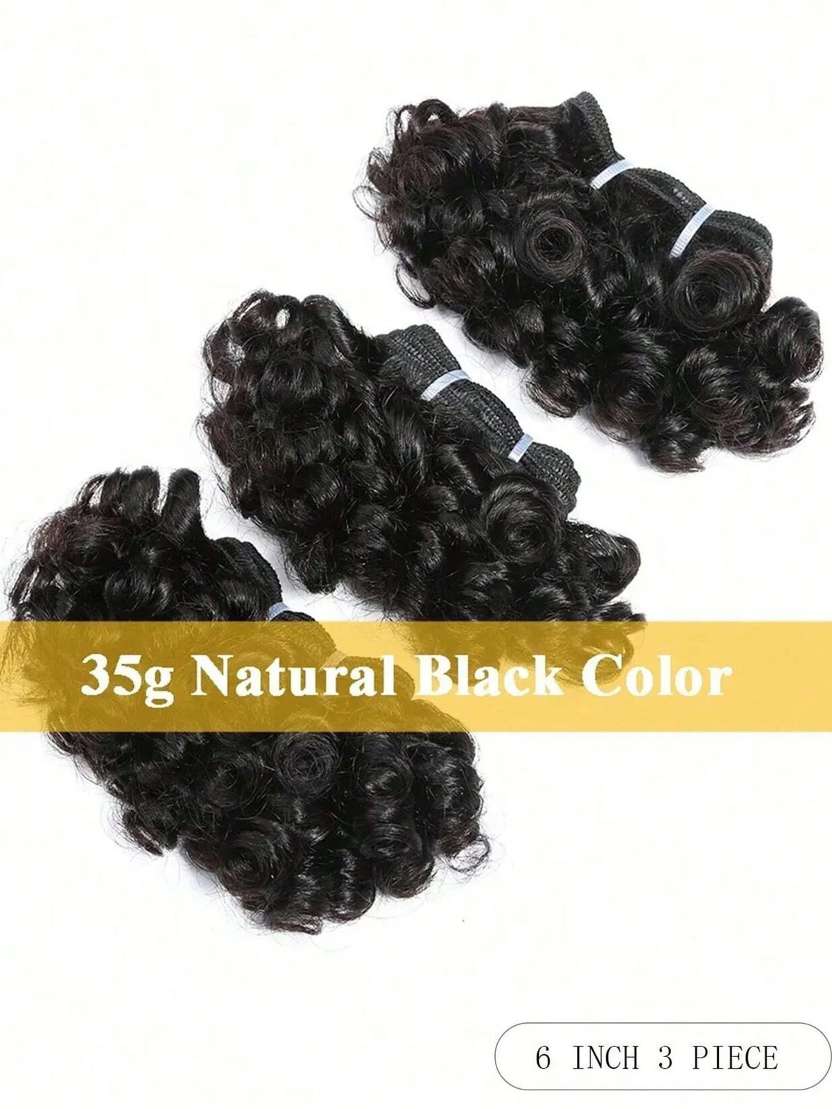 Tissage Bouncy Curly Cheveux Humains Remy | 3 Pièces | 6 Pouces | Couleur Naturelle | Extensions