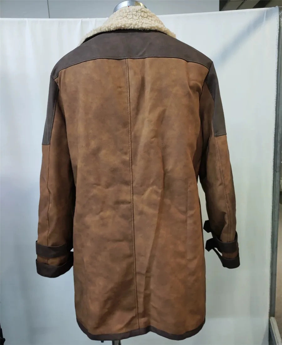 Veste rétro épaisse en similicuir PU pour homme | Motif contrasté