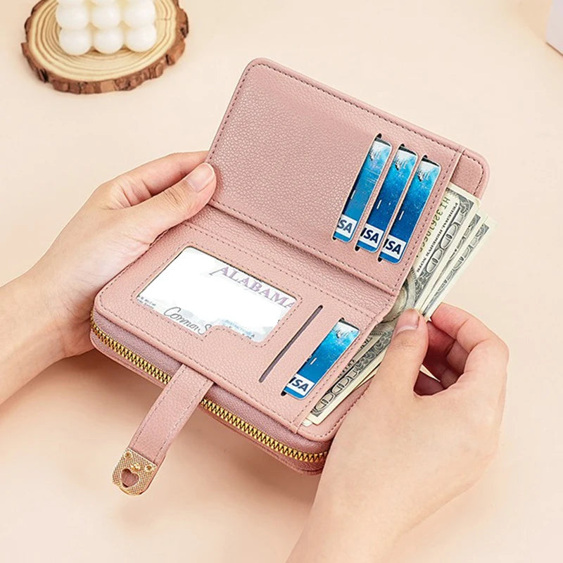 Women's Wallet with Zip Coin Pocket PU Leather Purses for Women Lychee Pattern Wallets and Handbags Money Bags Simple Billfold