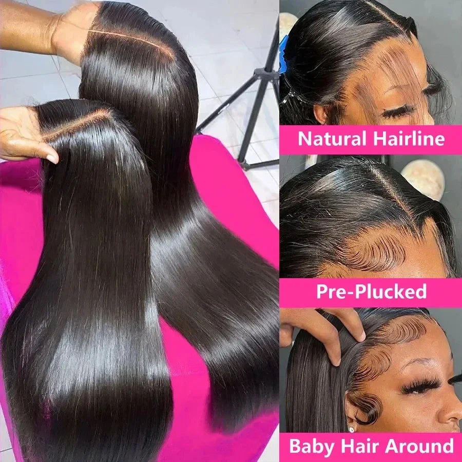 Perruque Lisse Glueless | 4x4 & 5x5 HD Lace Closure Pré-Coupée | Wear & Go | Cheveux Humains | Femme