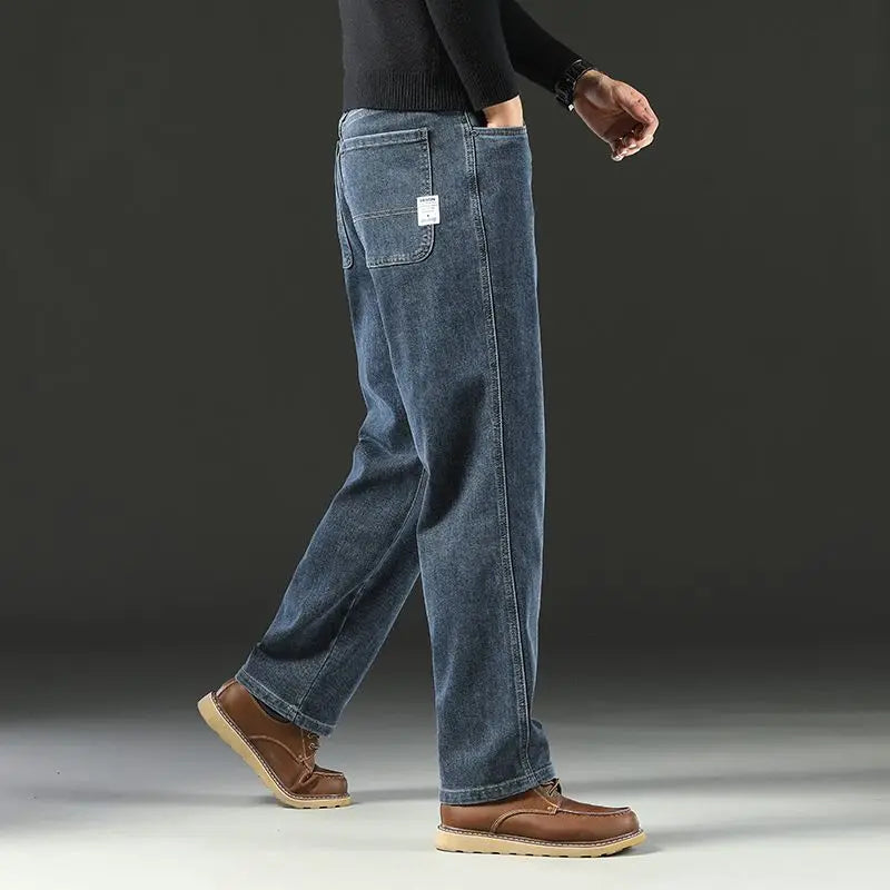 Jean droit ample en denim pour homme | Taille mi-haute