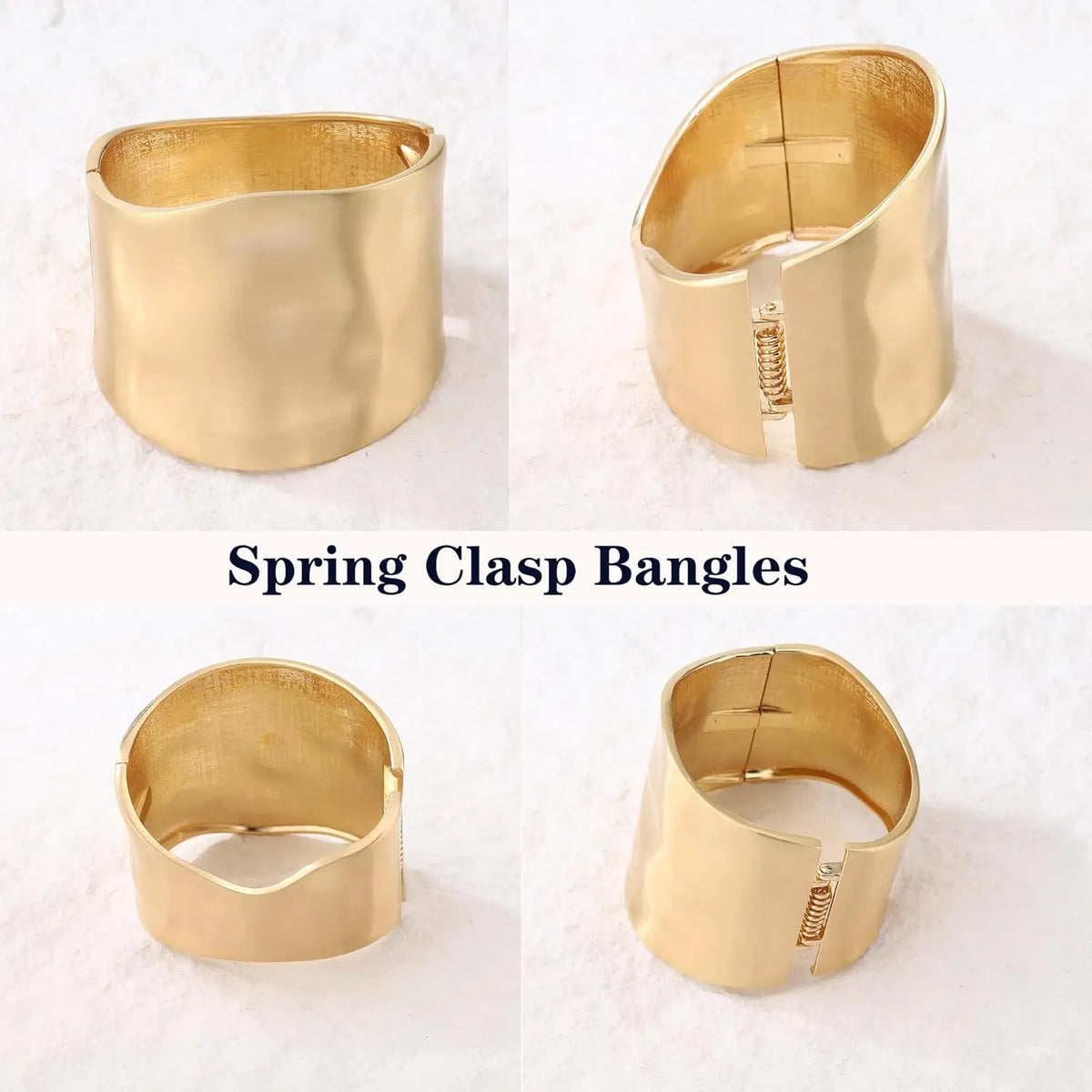 Bangle Bracelets for Women | 14K Gold Plated Trendy Wide Bracelets | Hinged Arm Cuff Bangles Chunky Bracelet for Women
