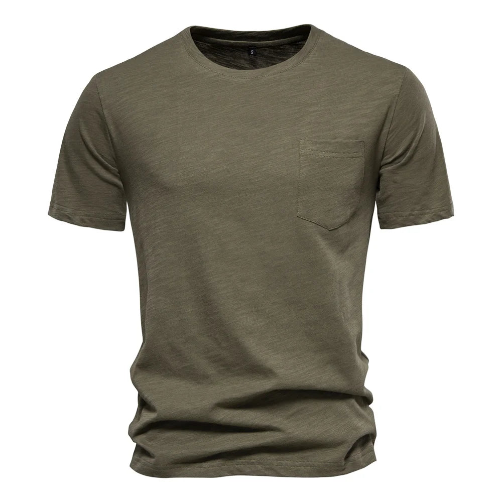 T-Shirt Homme 100% Coton | Col Rond | Manches Courtes | Uni Casual | Doux & Confortable | Été