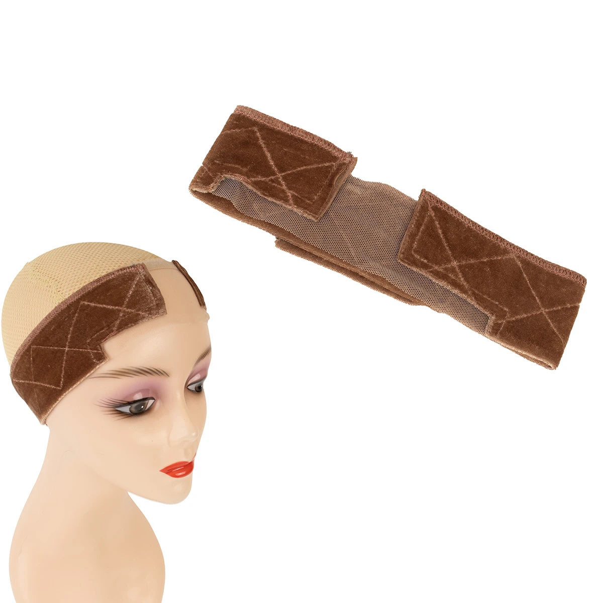 Headband Velours Nude Antidérapant | Ajustable | Invisible | Maintien Perruque Lace Front | Femme