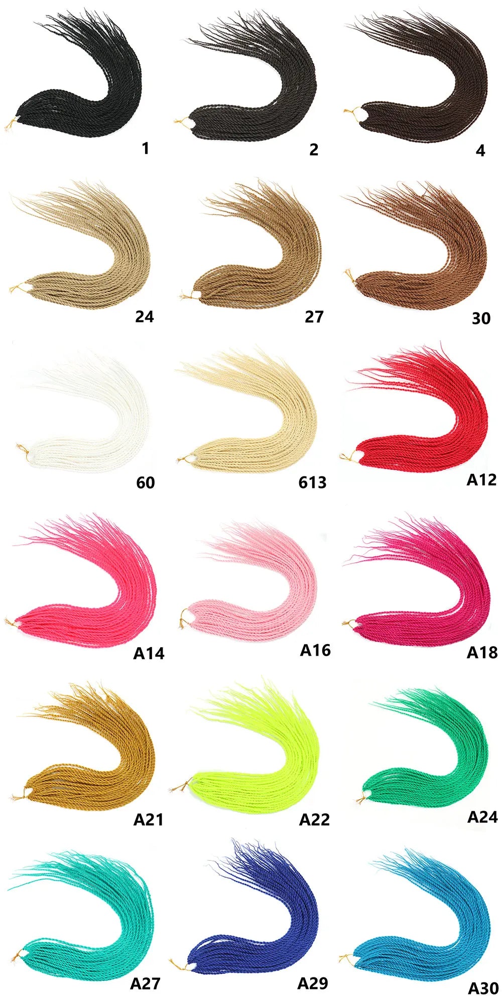 Tresses Senegalese Twist Crochet Synthétiques 24 Pouces | Brun | 30 Racines | Extensions Femme
