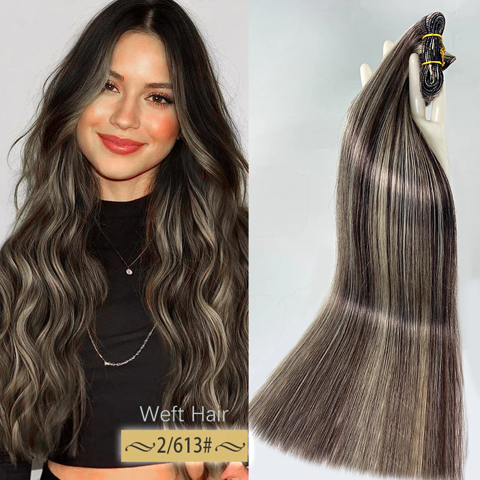 Tissage Weft Remy Européen | Lisse & Bouclable | Blonde Naturelle | 18-30 Pouces | Extensions Salon