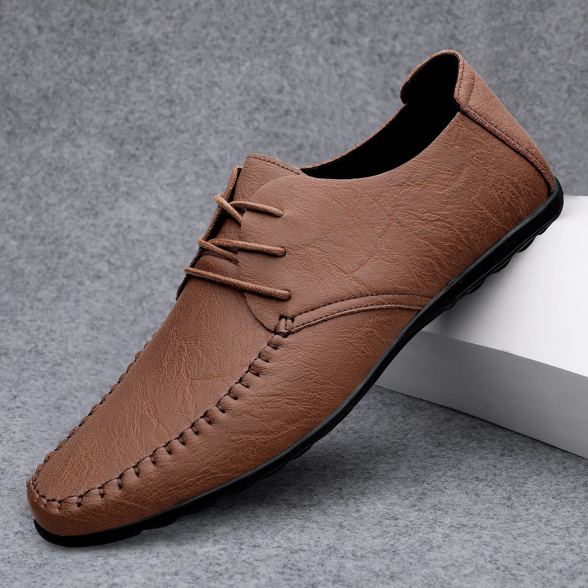 Mocassins Homme Mariage | Cuir Fendu Blanc | Chaussures Conduite Légères | Slip-On Casual Élégant 2026