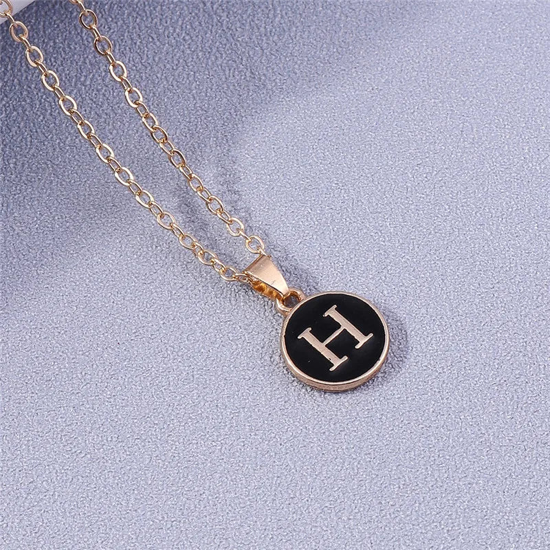 Collier Pendentif Initiales Femme | 26 Lettres A-Z Émail | Bijou Tendance Cadeau Anniversaire Fille