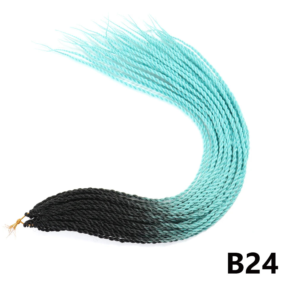 Tresses Senegalese Twist Crochet Synthétiques 24 Pouces | Brun | 30 Racines | Extensions Femme