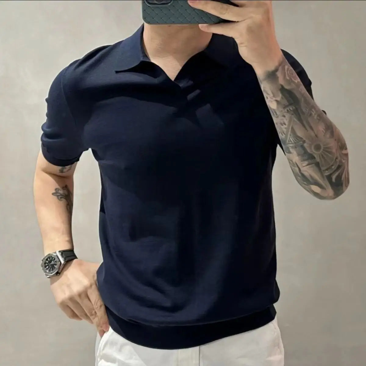 Polo en maille uni pour homme | Manches courtes