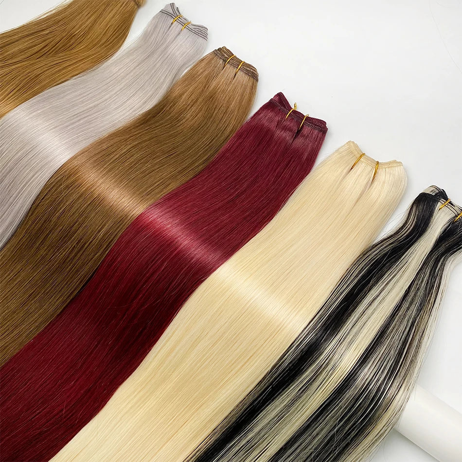 Tissage Weft Remy Européen | Lisse & Bouclable | Blonde Naturelle | 18-30 Pouces | Extensions Salon