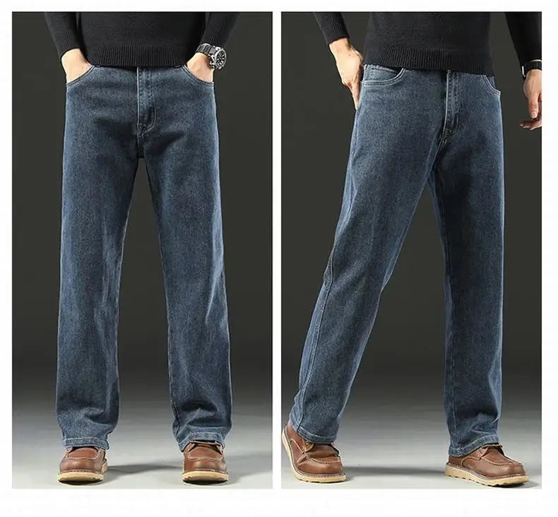 Jean droit ample en denim pour homme | Taille mi-haute