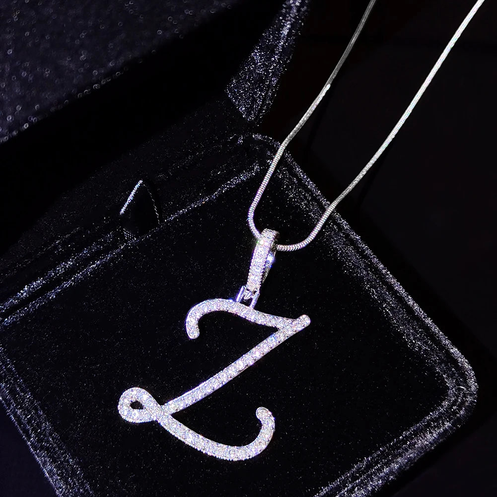 Collier Lettre Initiale A-Z Cursive | Chaîne Corde Simple | Cadeau Bijou Femme Tendance