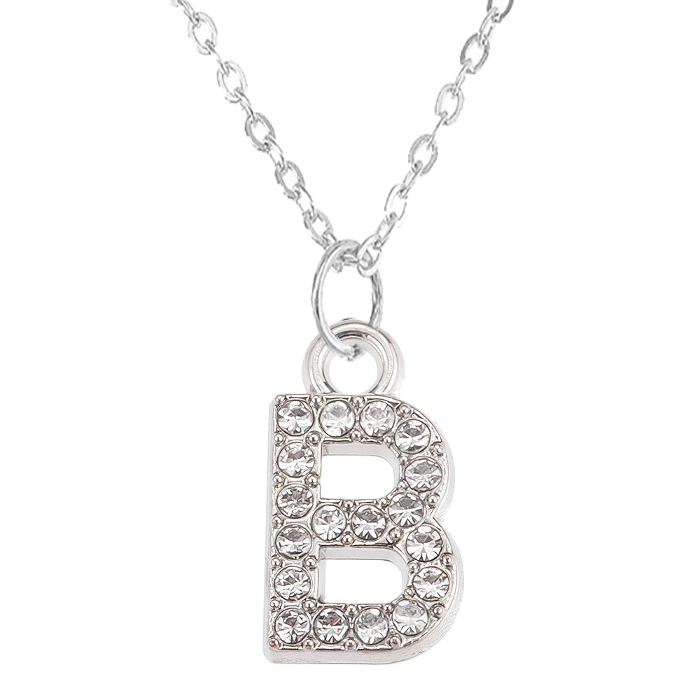 Collier Pendentif Lettre Brillant A-Z | 26 Initiales | Chaîne Clavicule | Bijou Saint-Valentin & Cadeau