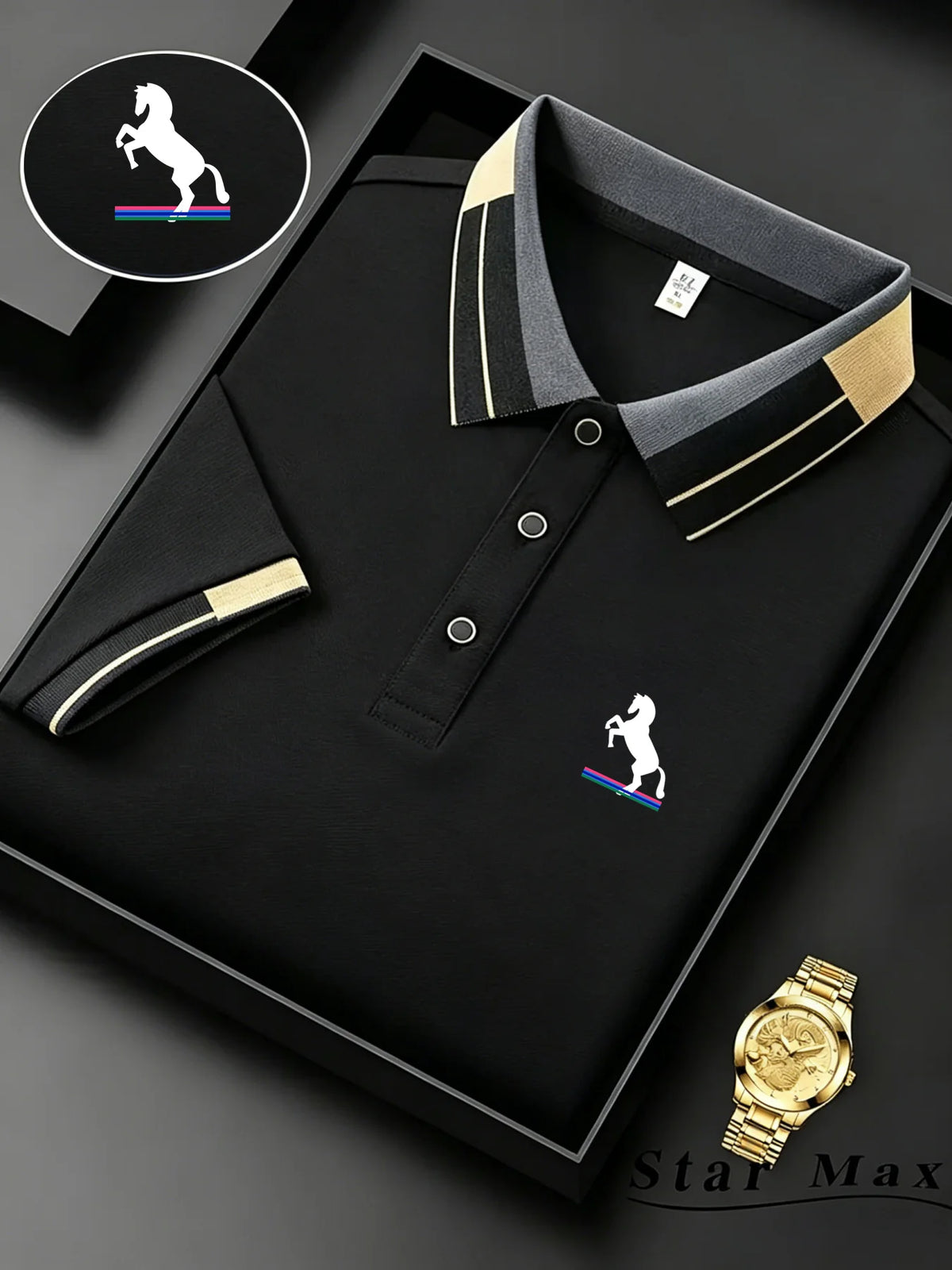 Men's Luxury Short Sleeve Polo Shirt with Horse Embroidery Milan Style Summer Casual T-Shirt Men Business Brand Clothing