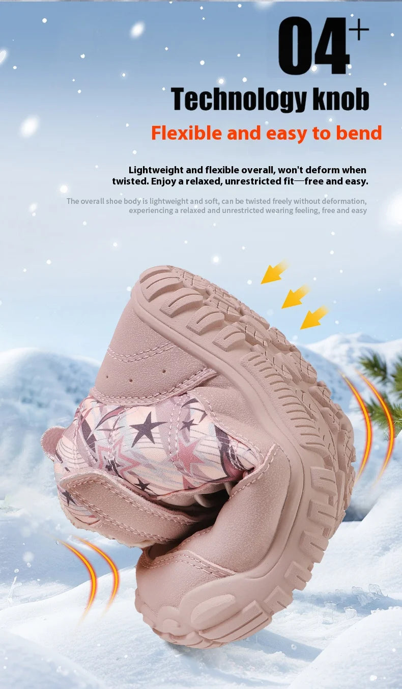 Bottes de Neige Enfants Pieds Nus | Bout Large | Imperméables Fourrure | Froid Extérieur | Garçons & Filles