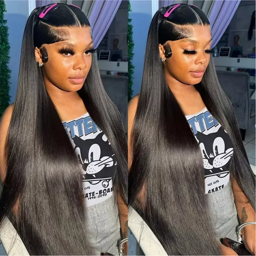 Perruque Bone Straight 200% Densité | 5x5 & 13x6 HD Lace | Glueless Wear & Go | Brésilienne Noir Naturel
