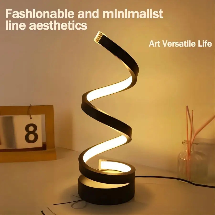Lampe de Table Spirale LED Moderne Dimmable | Petite Lampe de Chevet | Salon, Chambre & Bureau