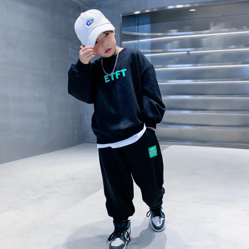 Boys Sweatshirt Suit 2024 New Autumn Spring Casual Sets Teenager Trends Top Pants 2Pcs Outfits Kids Handsome Fashion Clothes