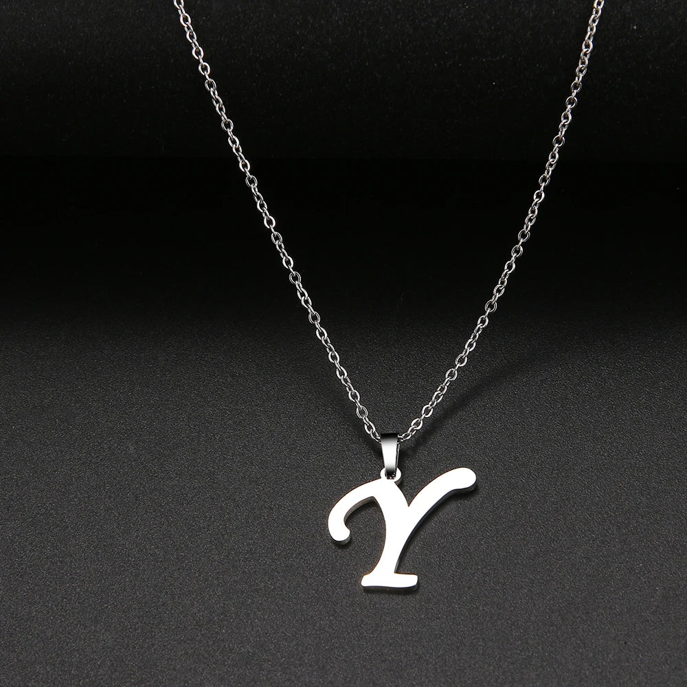 Collier Initiale Grand Alphabet A-Z | Acier 316L Minimaliste | Pendentif Femme | Cadeau Bijou