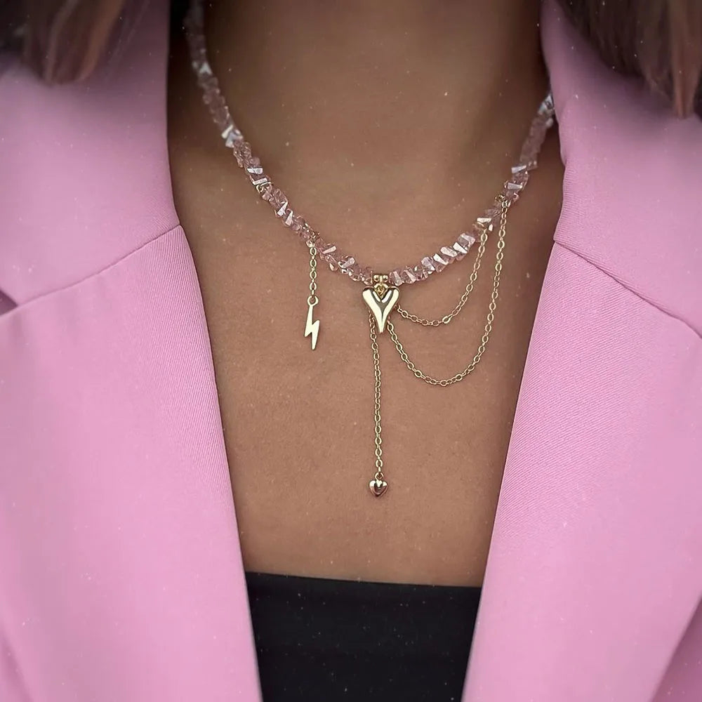Collier Multicouche Frange Chaîne | Perle Imitation Vintage | Pendentif Choker | Bijou Mariage Femme