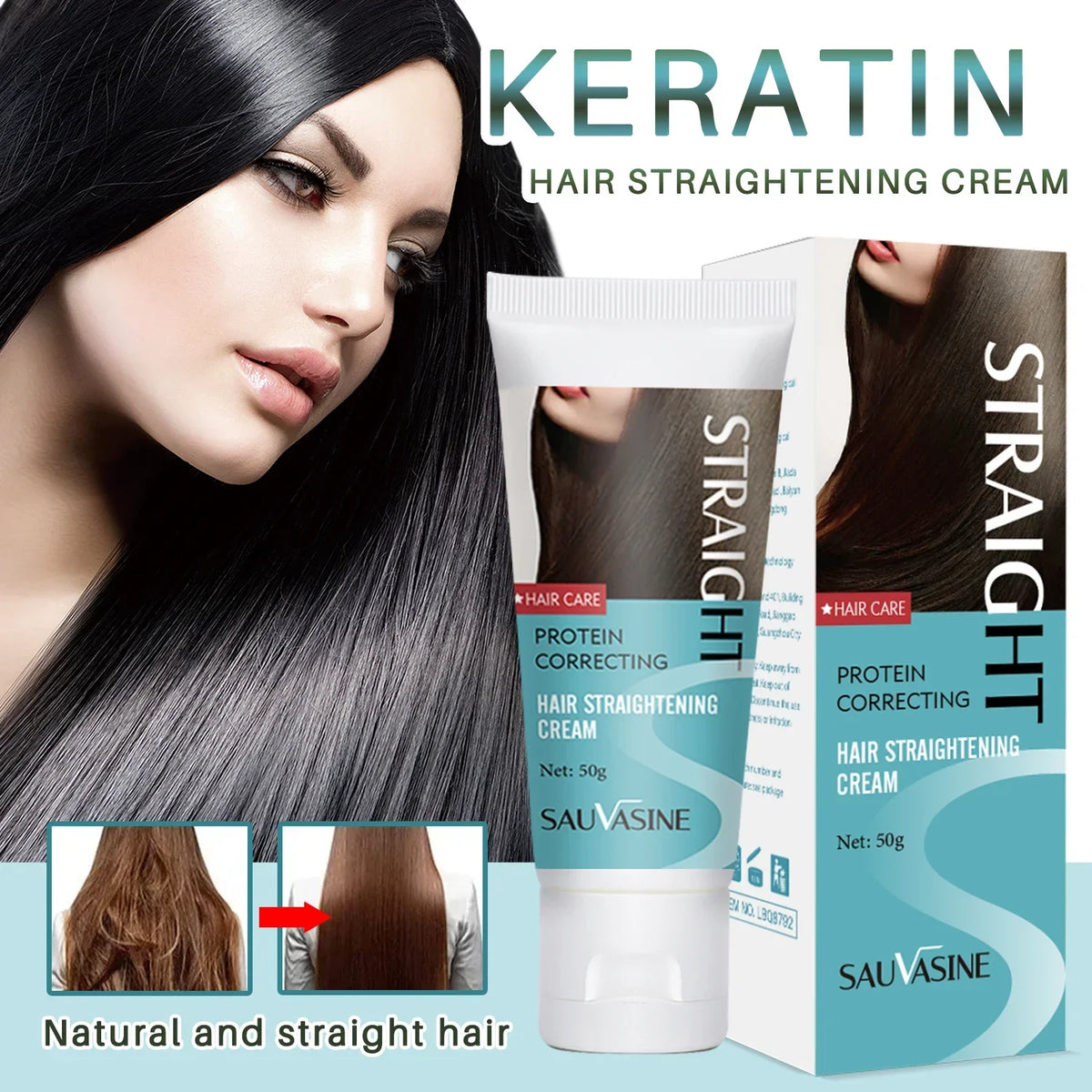 Crème Kératine Lissage Permanent Professionnel | Lissage Définitif | Soin Cheveux Doux