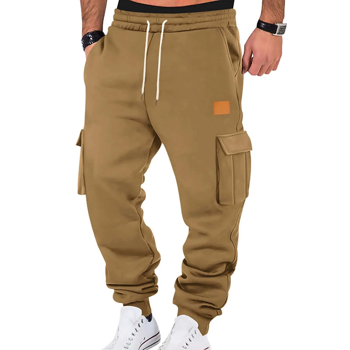 Men's Cargo Pants 2025 New Casual Loose Autumn Winter Straight Baggy Pants Multi-Pockets Solid Color Printing Sweatpants