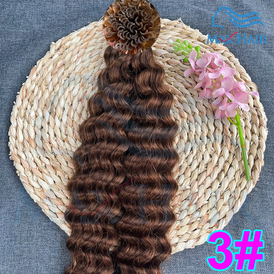 Keratin U-Tip Deep Wave Human Hair Extensions 18-30 Inch Remy Hair Extensions High Quality Remy Human Hair Salon Extensions