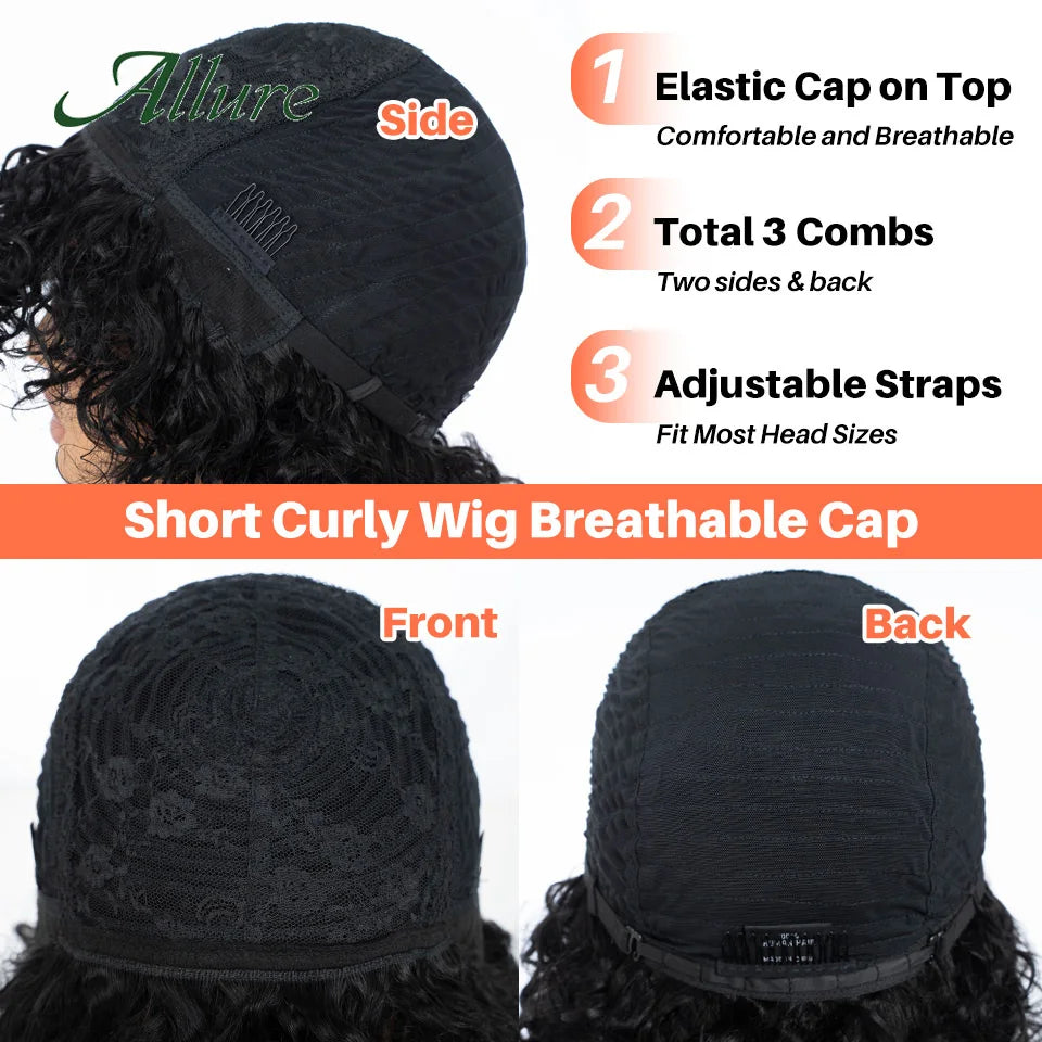 Full Curly Bob Wigs Human Hair Wigs Afro Curly Wigs With Bangs Glueless Wear Go Jerry Curly Bob Wigs Brazilian Human Hair Wigs